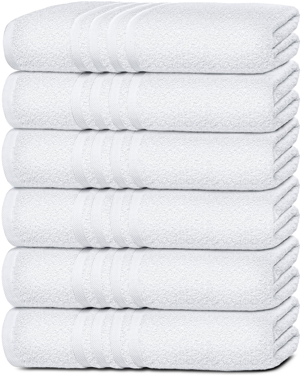 Cotton Bath Towels 24x50 Inch 6 Pack White A7079
